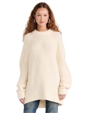 Free People Oversized Teddy Sherpa Cozy Cream Pullover Sweater